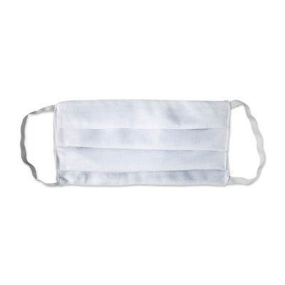 Gesichtsmaske aus Baumwolle - 2-lagige Gesichtsmaske mit elastischen Schlaufen aus plissierter weißer Baumwolle