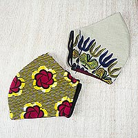 Cotton face masks 'Bright Future' (pair) - 2 Cotton Print Double Layer Face Masks in Bright Colors