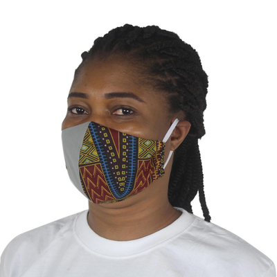 Gesichtsmasken aus Baumwolle, (Paar) - 2 doppellagige Gesichtsmasken mit Baumwolldruck in leuchtenden Farben