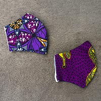 Cotton face masks 'Bright and Bold' (pair) - 2-Layer Africa Cotton Print Face Masks (Pair)
