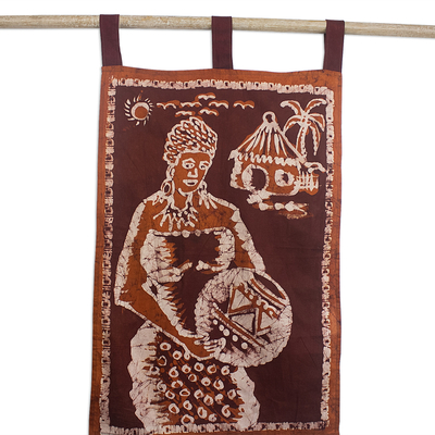 Hand Crafted Brown Batik Cotton Wall Hanging