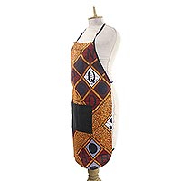 Cotton apron, 'A, B, C' - Alphabet Apron with Pocket in Traditional African Colors