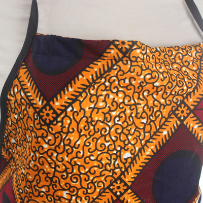 Cotton apron, 'A, B, C' - Alphabet Apron with Pocket in Traditional African Colors