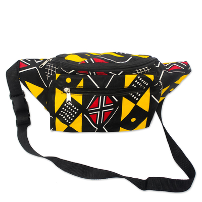 Hüfttasche aus Baumwolle - Westafrikanische Gürteltasche mit Reißverschluss und verstellbarem Riemen