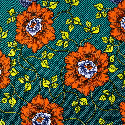 Cotton tote, 'Flowery Beauty' - Vibrant Cotton Tote Bag in Turquoise, Orange, and Yellow