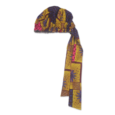 Pañuelo para la cabeza con estampado africano - Envoltura para la cabeza con estampado africano 100% algodón