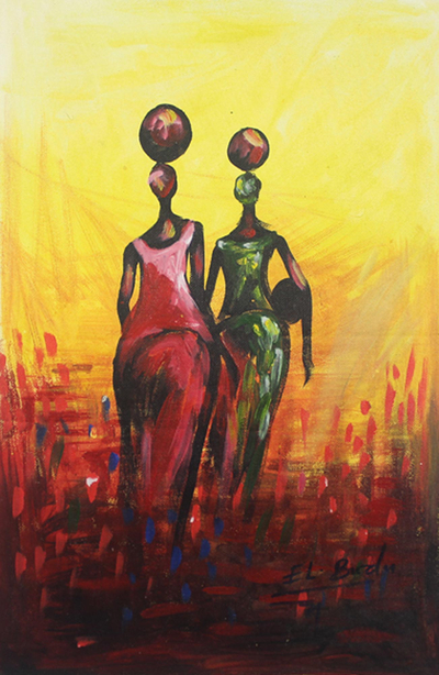'Hard Work Pays' - West African Original Acrylic on Canvas Painting