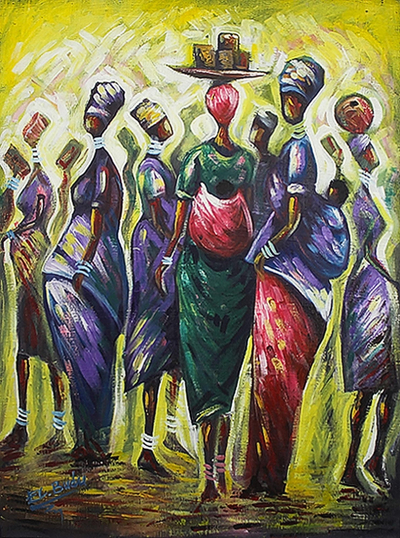 Original Colorful Painting of African Women