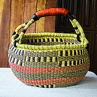 Raffia shopping basket, Bright Weave