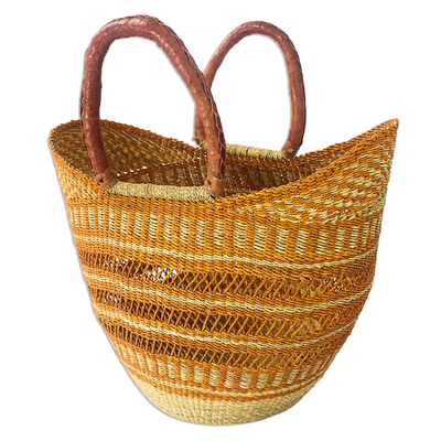 Bolso shopper cesta de rafia - Bolso tote de rafia artesanal africano