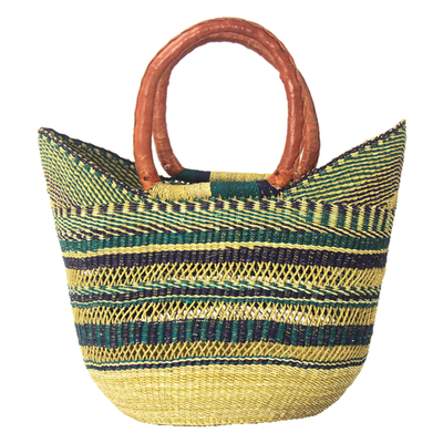 Bolso tote de fibras naturales - Bolso tote de fibra natural hecho a mano