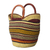 Einkaufskorb aus Raffiabast und Leder, „Bongani“ – handwerklich gefertigter Einkaufskorb aus mehrfarbigem Raffiabast