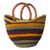 Raffia and leather shopping basket, 'Bawku Brights' - Striped Colorful Raffia Shopping Basket