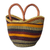 Einkaufskorb aus Raffiabast und Leder, „Bawku Brights“ – Gestreifter, farbenfroher Einkaufskorb aus Raffiabast
