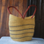 Raffia basket tote bag, 'Bawku Maize' - Striped Hand Woven Raffia Basket Tote from Ghana (image 2b) thumbail