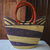 Raffia basket tote bag, 'Bawku Blue-Violet' - Artisan Crafted Purple Striped Raffia Basket Tote Bag thumbail