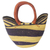 Raffia basket tote bag, 'Bawku Blue-Violet' - Artisan Crafted Purple Striped Raffia Basket Tote Bag (image 2c) thumbail