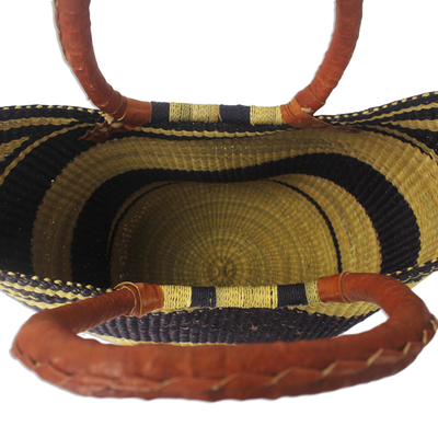 Bolso shopper cesta de rafia - Bolso tote cesta de rafia de rayas moradas elaborado artesanalmente