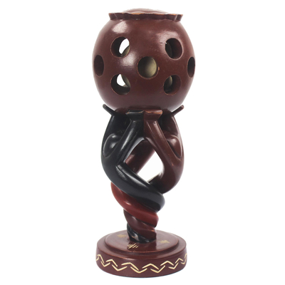 Sese wood sculpture, 'Twisted Globe' - Hand Carved Sese Wood Sculpture from Africa