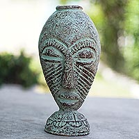 Decorative ceramic vase, 'Picasso II' - Decorative Ceramic Vase from Ghana
