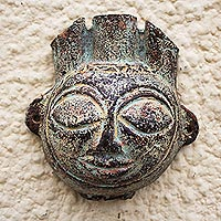 Ceramic wall art, 'Half Vase' - Hand Crafted Ceramic Mask Wall Art from Africa