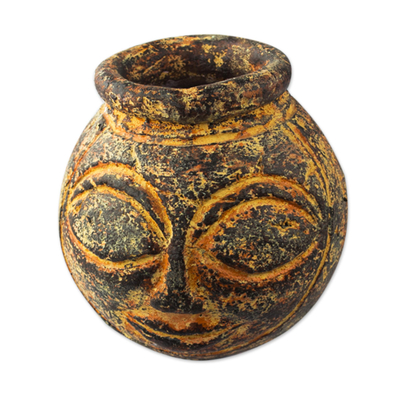 Decorative African Ceramic Face Vase