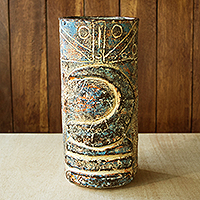 Ceramic decorative vase, 'Sword' - Hand Crafted Sword-Themed Decorative Vase from Africa