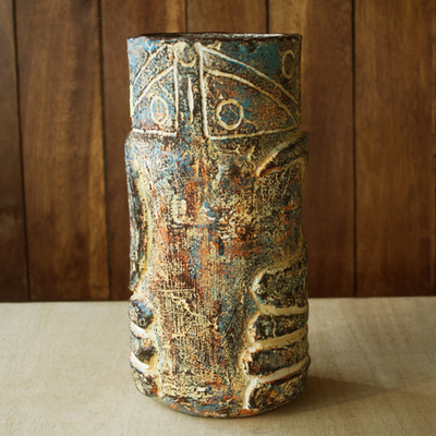 Jarrón decorativo de cerámica - Jarrón decorativo con temática de espada hecho a mano de África
