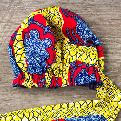 Pañuelo para la cabeza con estampado africano - Pañuelo para la cabeza de algodón con estampado africano hecho a mano