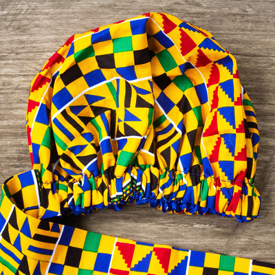 Pañuelo para la cabeza con estampado africano algodón - Pañuelo para la cabeza de tela Kente de tejido a mano de África