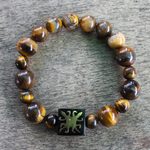 Tiger's eye beaded unity bracelet, 'One Destiny' - Tiger's Eye African Adinkra Unity Bracelet from Ghana