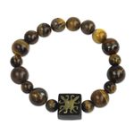 Tiger's eye beaded unity bracelet, 'One Destiny' - Tiger's Eye African Adinkra Unity Bracelet from Ghana