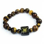 Tiger's eye beaded unity bracelet, 'One Destiny' - Tiger's Eye African Adinkra Unity Bracelet from Ghana
