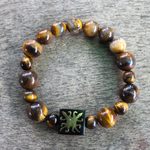 Tiger's eye beaded unity bracelet, 'One Destiny' - Tiger's Eye African Adinkra Unity Bracelet from Ghana