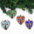Wood and recycled glass bead ornaments, 'Eternal Love' (set of 4) - Heart-Shaped Sese Wood Holiday Ornaments (Set of 4) thumbail