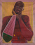 'Moments of Silence' - Pintura al óleo expresionista de un hombre de Ghana