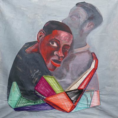 „Die letzte Umarmung“ (2020) – Portrait Mixed Media Malerei aus Ghana