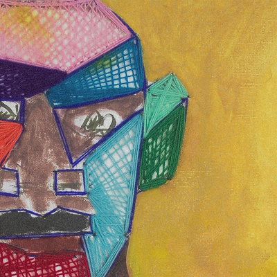 Zweck des Blicks – Kubistisch beeinflusste Mixed-Media-Malerei