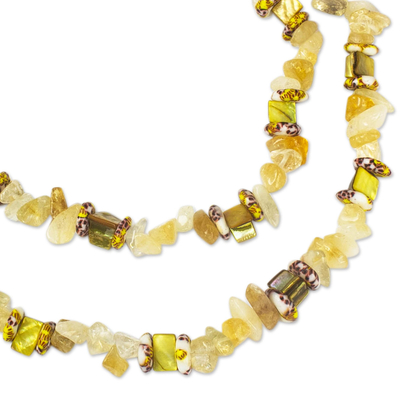 Agate and recycled glass bead necklace, 'Nuku' - Agate and Recycled Glass Bead Necklace