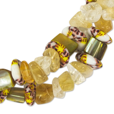 Agate and recycled glass bead bracelet, 'Nuku' - Agate and Recycled Glass Bead Bracelet