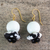 Glass bead dangle earrings, 'Dzidzor Dream' - Black and White Recycled Glass Bead Dangle Earrings thumbail
