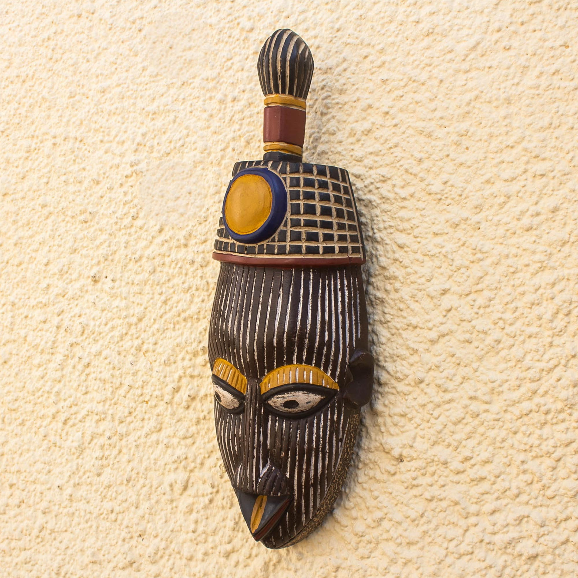 Ghanaian Hand Carved Wood Mask - Monarch | NOVICA