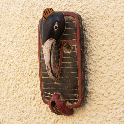 Afrikanische Holzmaske, 'Loofolo' - Handgeschnitzte Vogelmaske aus afrikanischem Sese-Holz