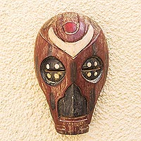 African wood mask, 'Dragon' - Hand Carved African Sese Wood Mask