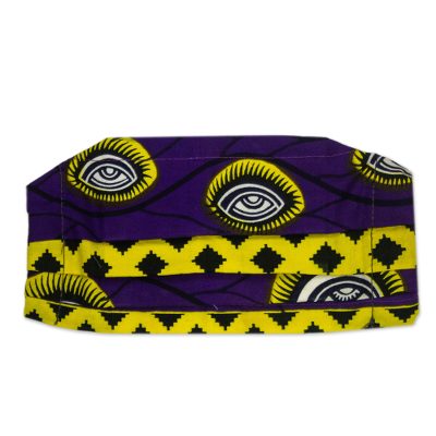 Cotton face mask, 'All Seeing Eyes' - Purple and Yellow African Print 2-Layer Cotton Face Mask