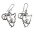 Sterling silver dangle earrings, 'Africa's Treasure' (2.2 inch) - Sterling Silver Earrings of African Continent (2.2 inch) thumbail
