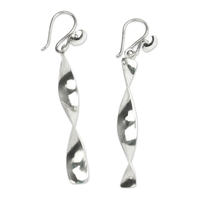 Sterling silver dangle earrings, 'Twisted' (2.4 inch) - Sterling Silver Dangle Earrings in Twisted Design (2.4 Inch)