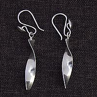 Sterling silver dangle earrings, 'Twisted' (1.5 inch)