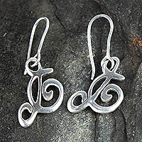 Sterling silver dangle earrings, 'Music to My Ears' - Music Lover Treble Clef Sterling Silver Earrings