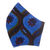 Gesichtsmasken aus Baumwolle, (Paar) - 2 konturierte 2-lagige Baumwoll-Gesichtsmasken mit blauem Afrika-Print